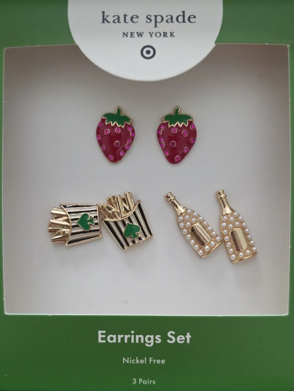 KATE SPADE x TARGET  strawberry, fries & champagne trio Earring Set